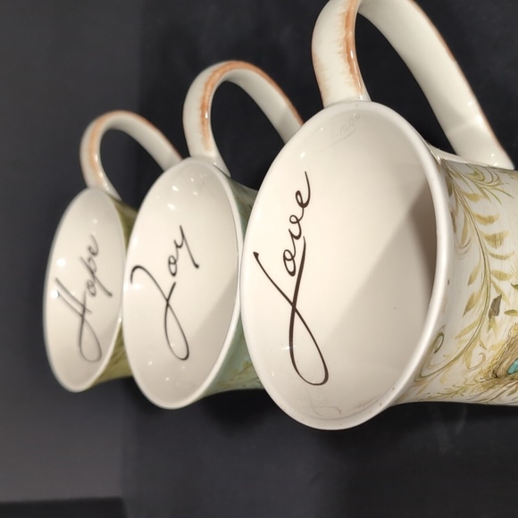 Square One,Kate Mcrosite Set Of 3 Nature's Nest Joy,Hope,Love Coffee Mugs. - Picture 11 of 14
